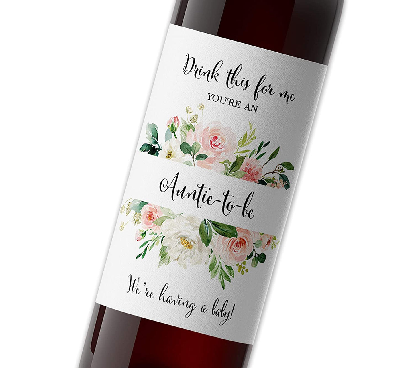 Drink This For Me - You're an Auntie-To-Be Wine Labels • Pregnancy Announcement • SET of 5