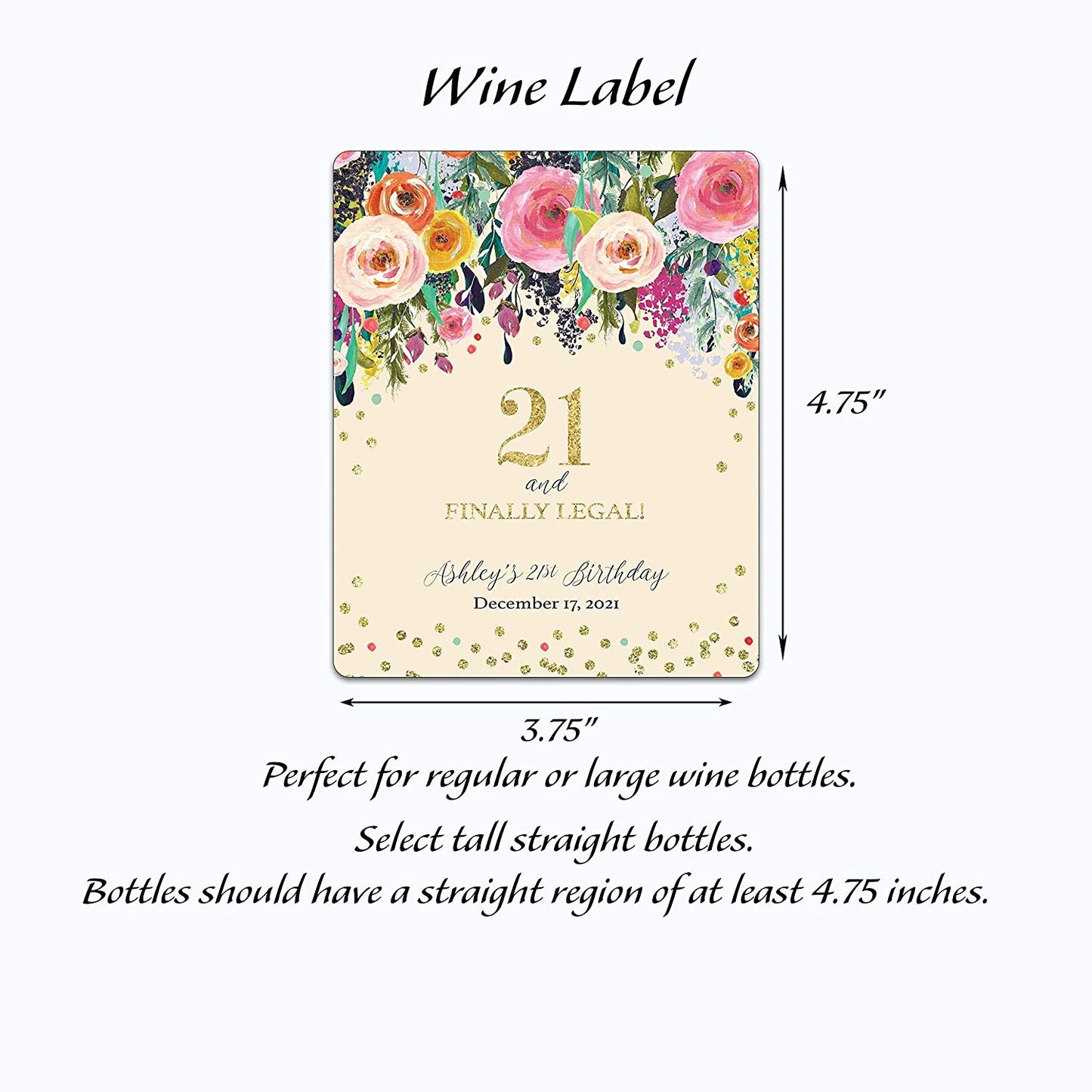 21st Birthday Wine Label • Twenty One and Finally Legal - PERSONALIZED Birthday Labels