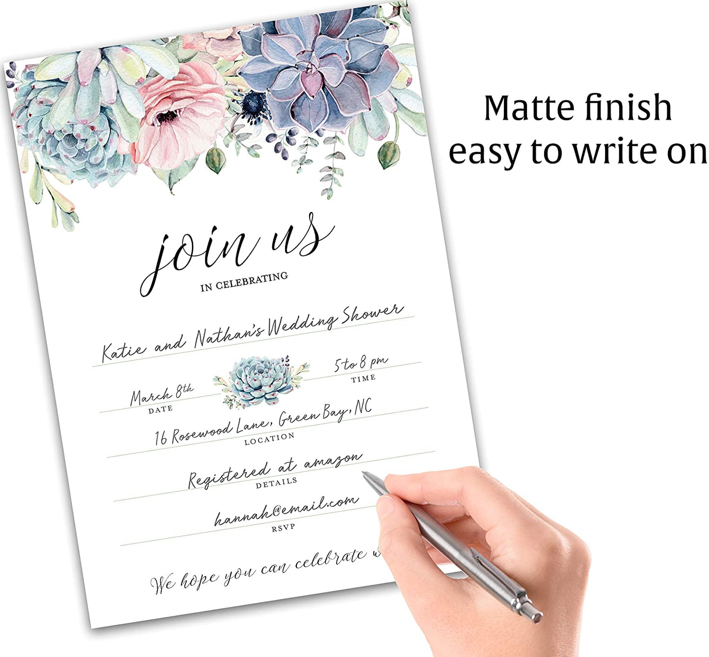 Succulents Invitations • Join Us In Celebrating • SET of 25