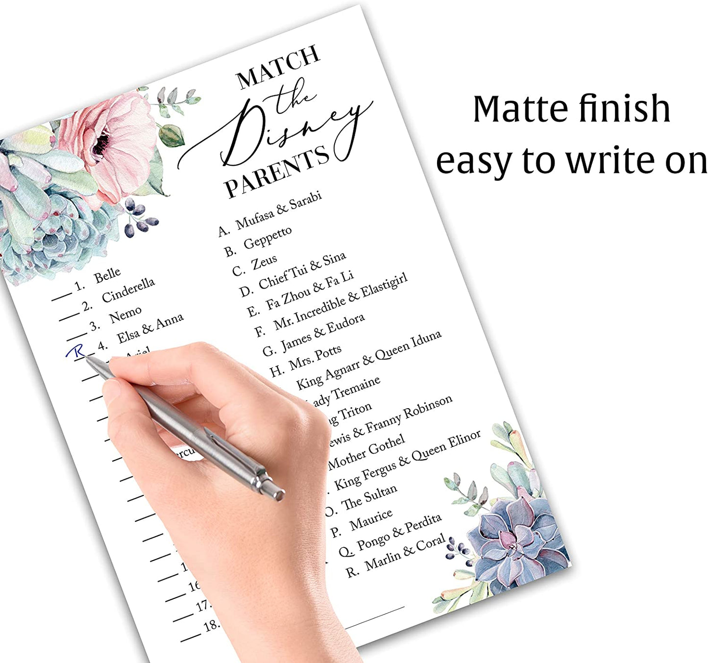 Succulents Baby Shower Game - Disney Parent Match • SET of 25