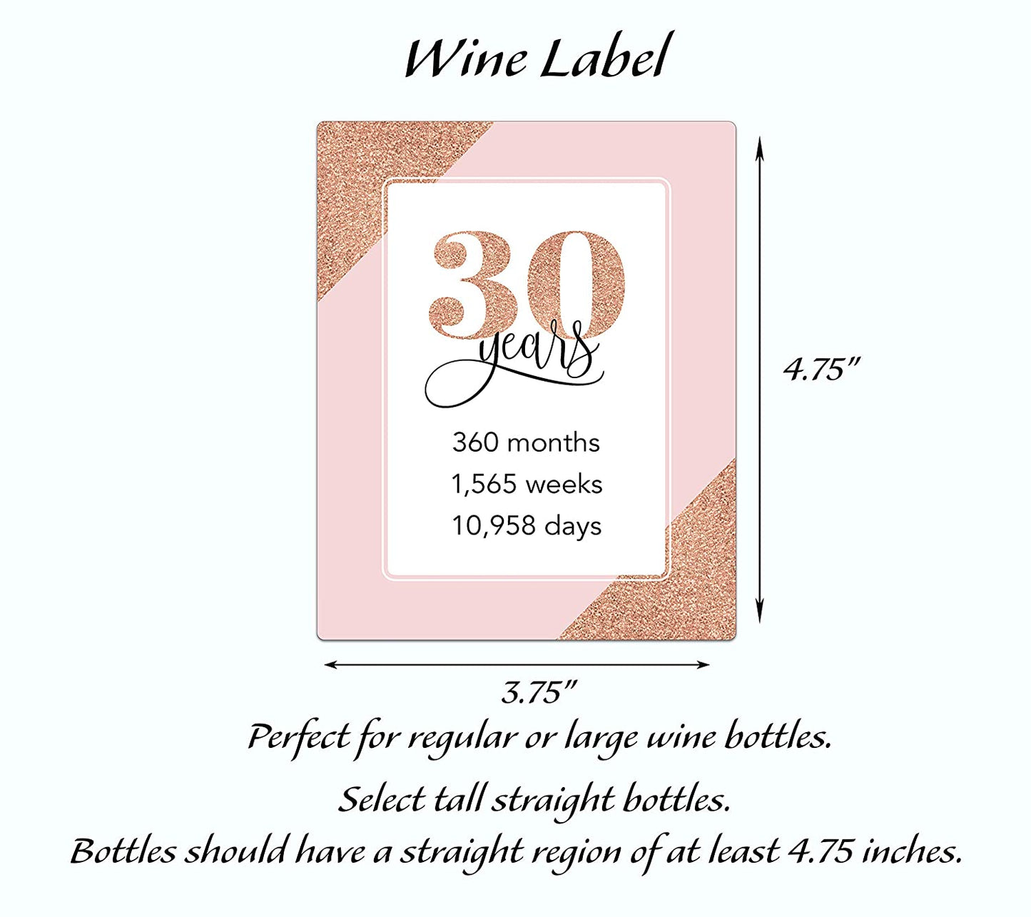 30th Birthday Gift • For Women, 30 and Fabulous • SET of 5 Wine Labels