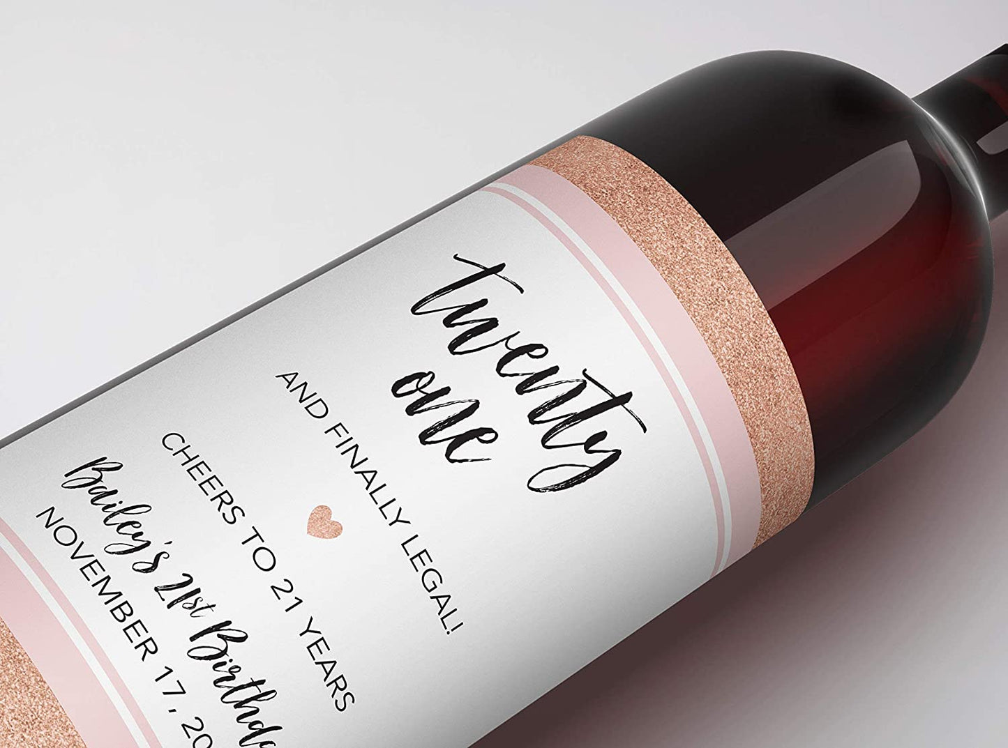 21st Birthday Wine Label • Twenty One and Finally Legal - PERSONALIZED Birthday Labels