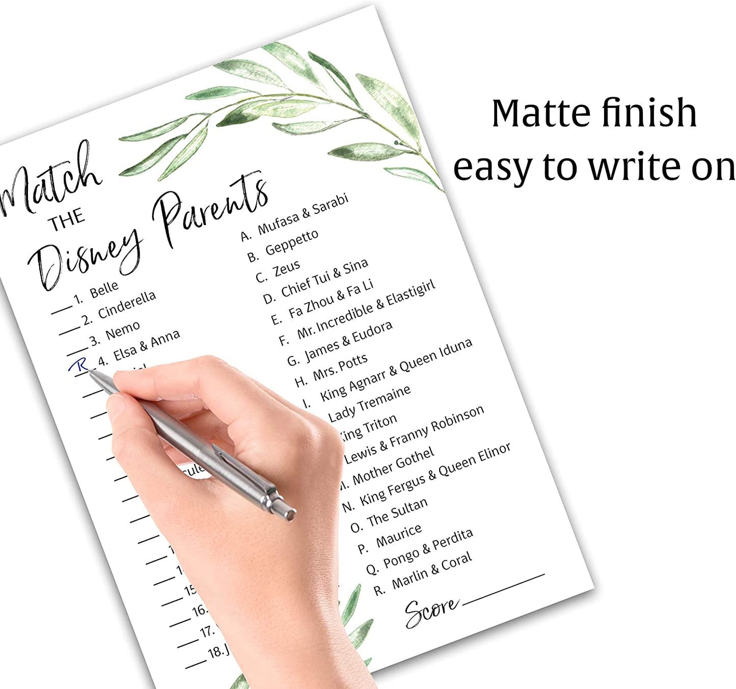 Greenery Baby Shower Game - Disney Parent Match • SET of 25
