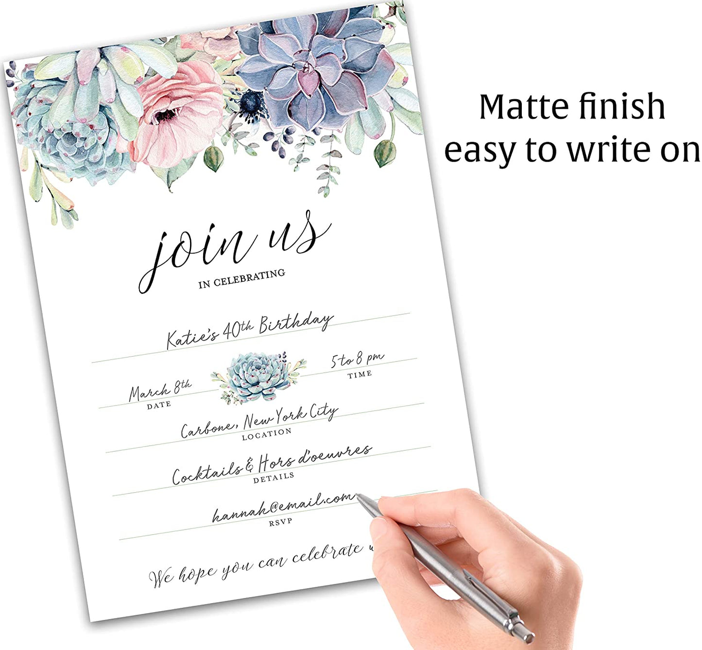 Succulents Invitations • Join Us In Celebrating • SET of 25