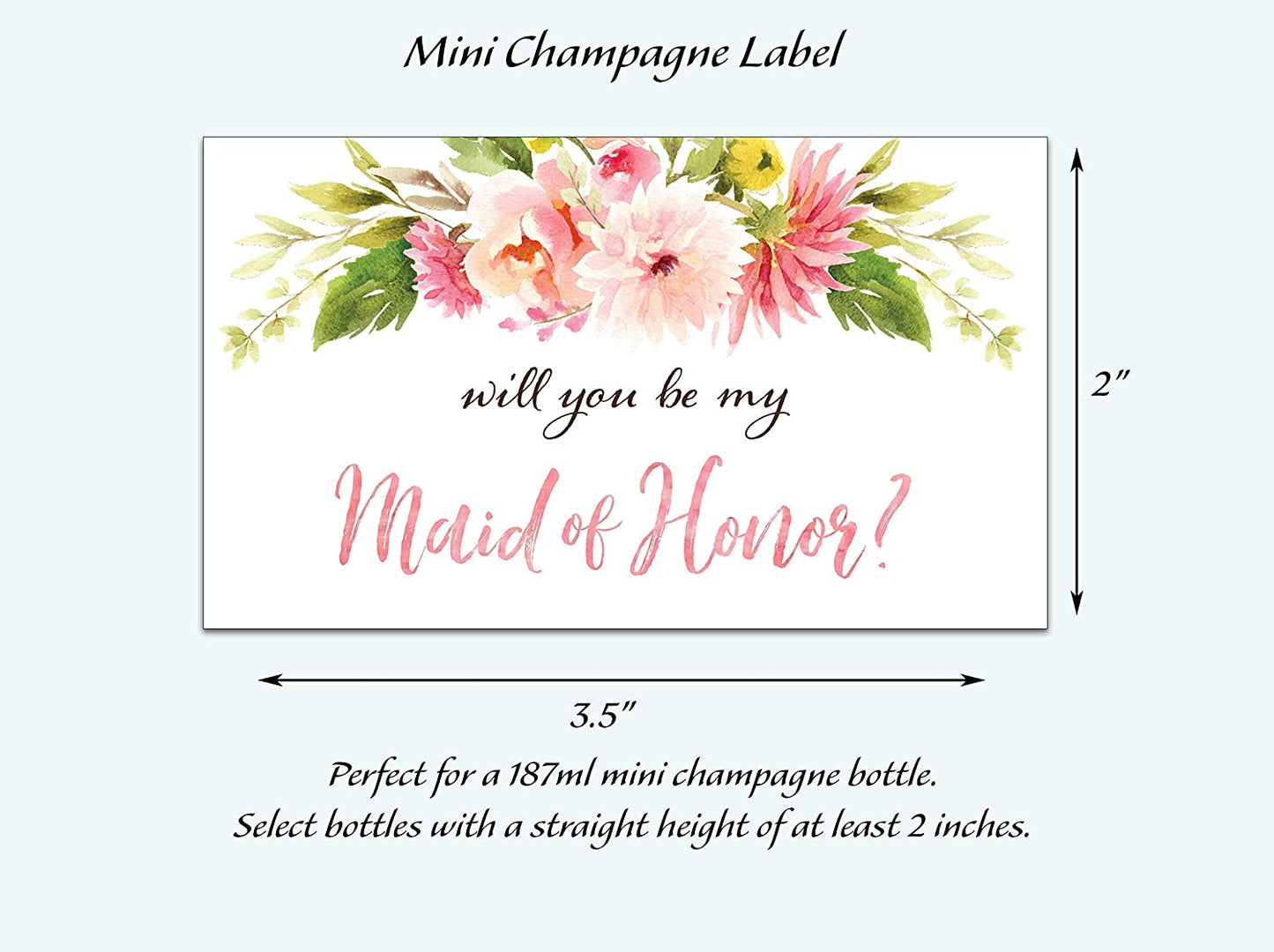 Will You Be My Bridesmaid Mini Champagne Labels • Bridesmaid Proposal, Maid / Matron of Honor Ask • SET of 10