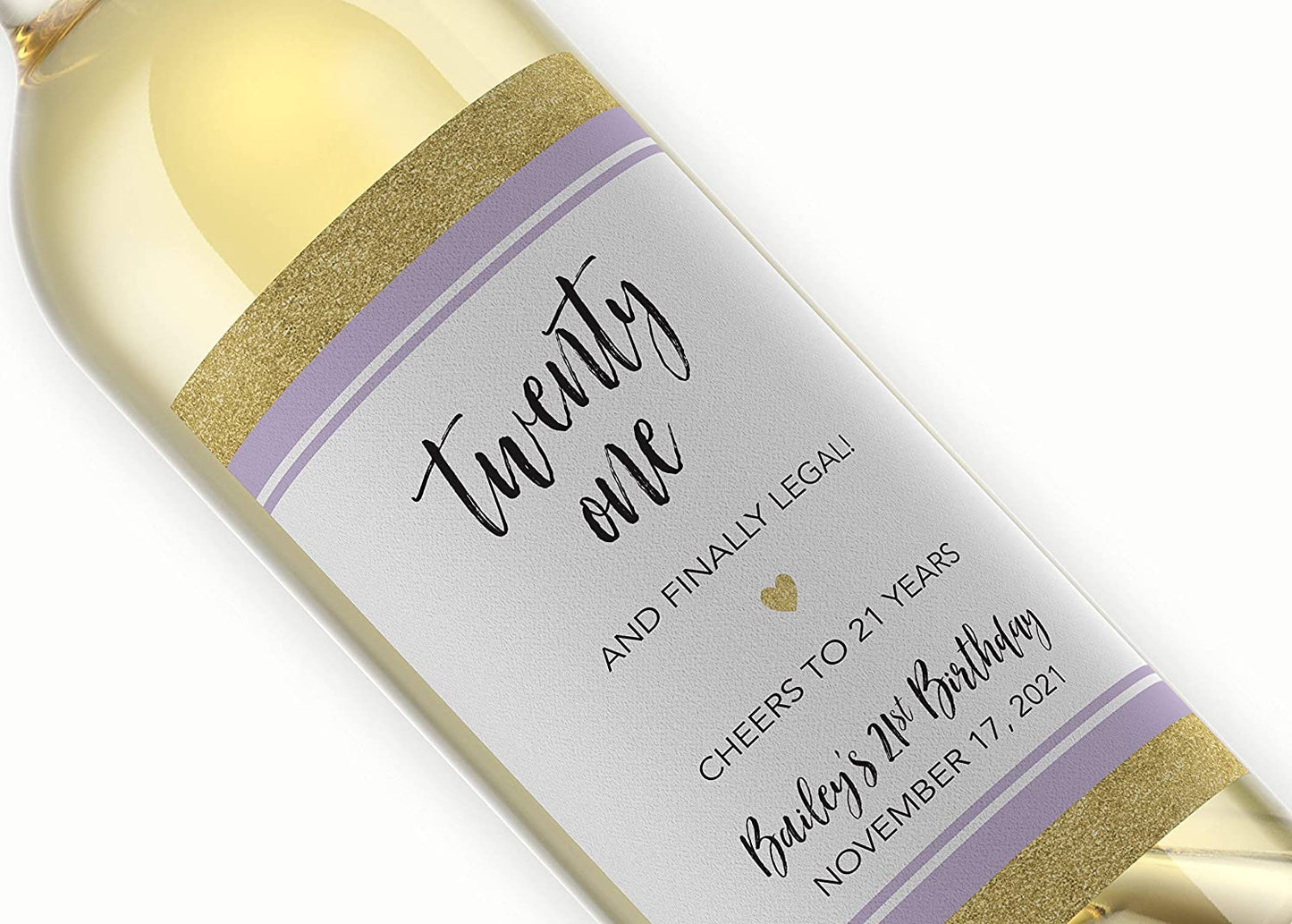 21st Birthday Wine Label • Twenty One and Finally Legal - PERSONALIZED Birthday Labels