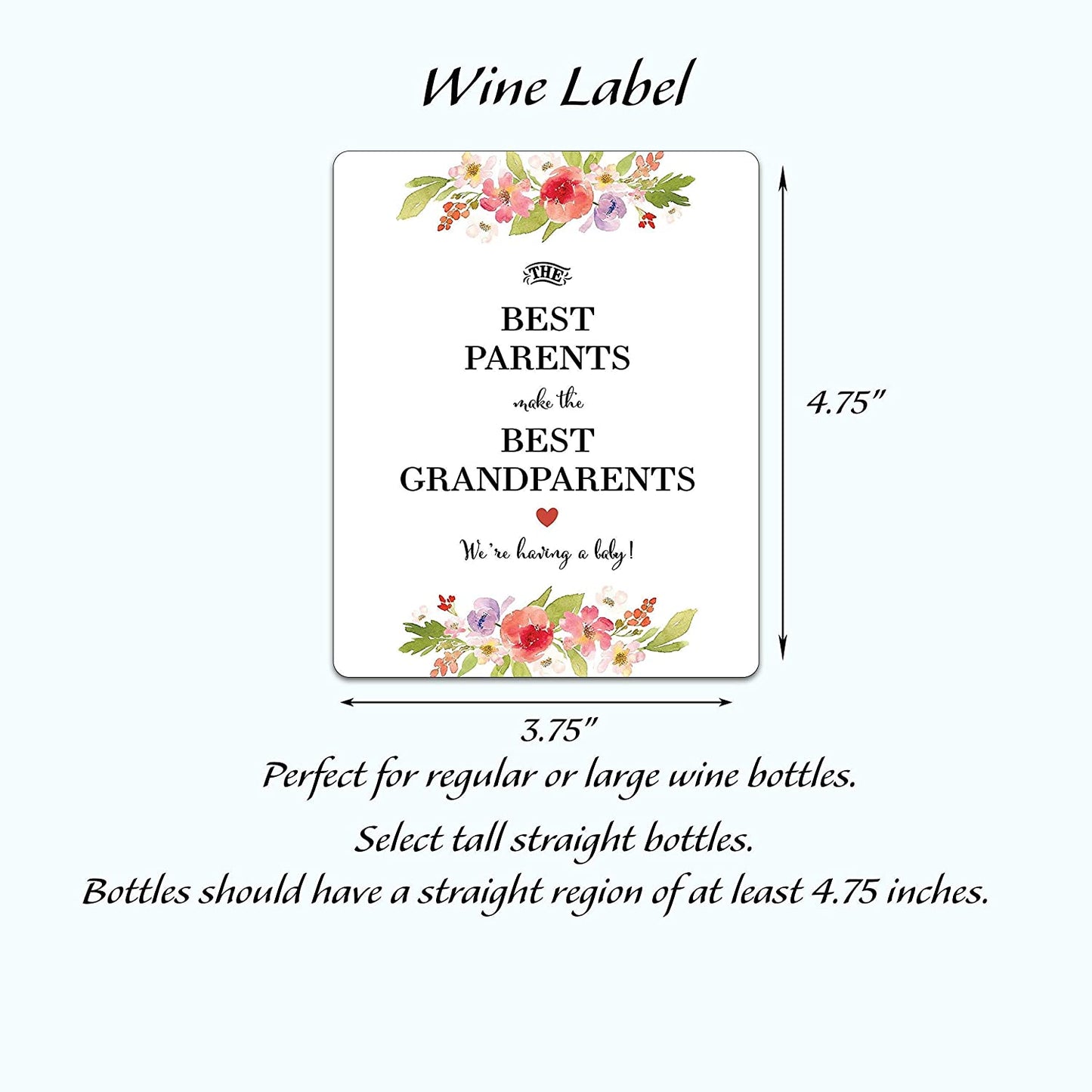 The Best Parents Make The Best Grandparents • Floral Pregnancy Announcement Wine Labels • SET of 4