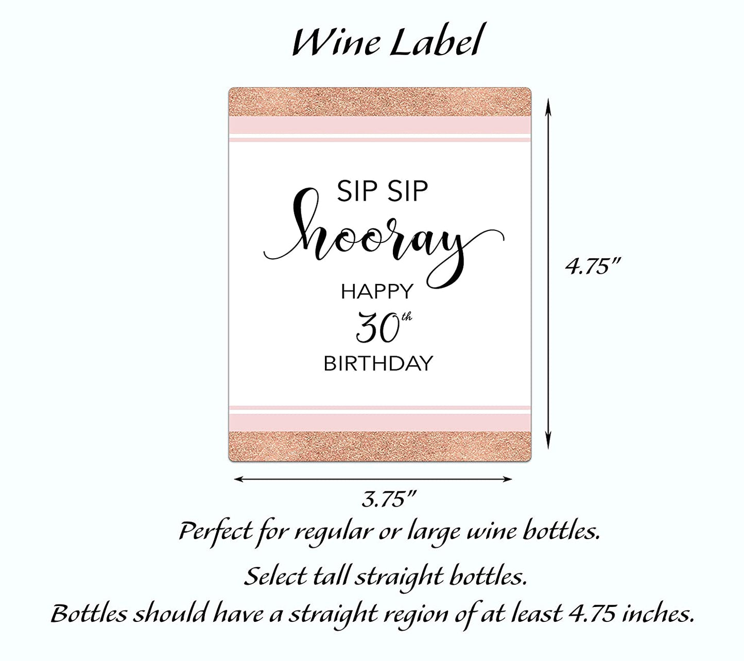 30th Birthday Gift • For Women, 30 and Fabulous • SET of 5 Wine Labels