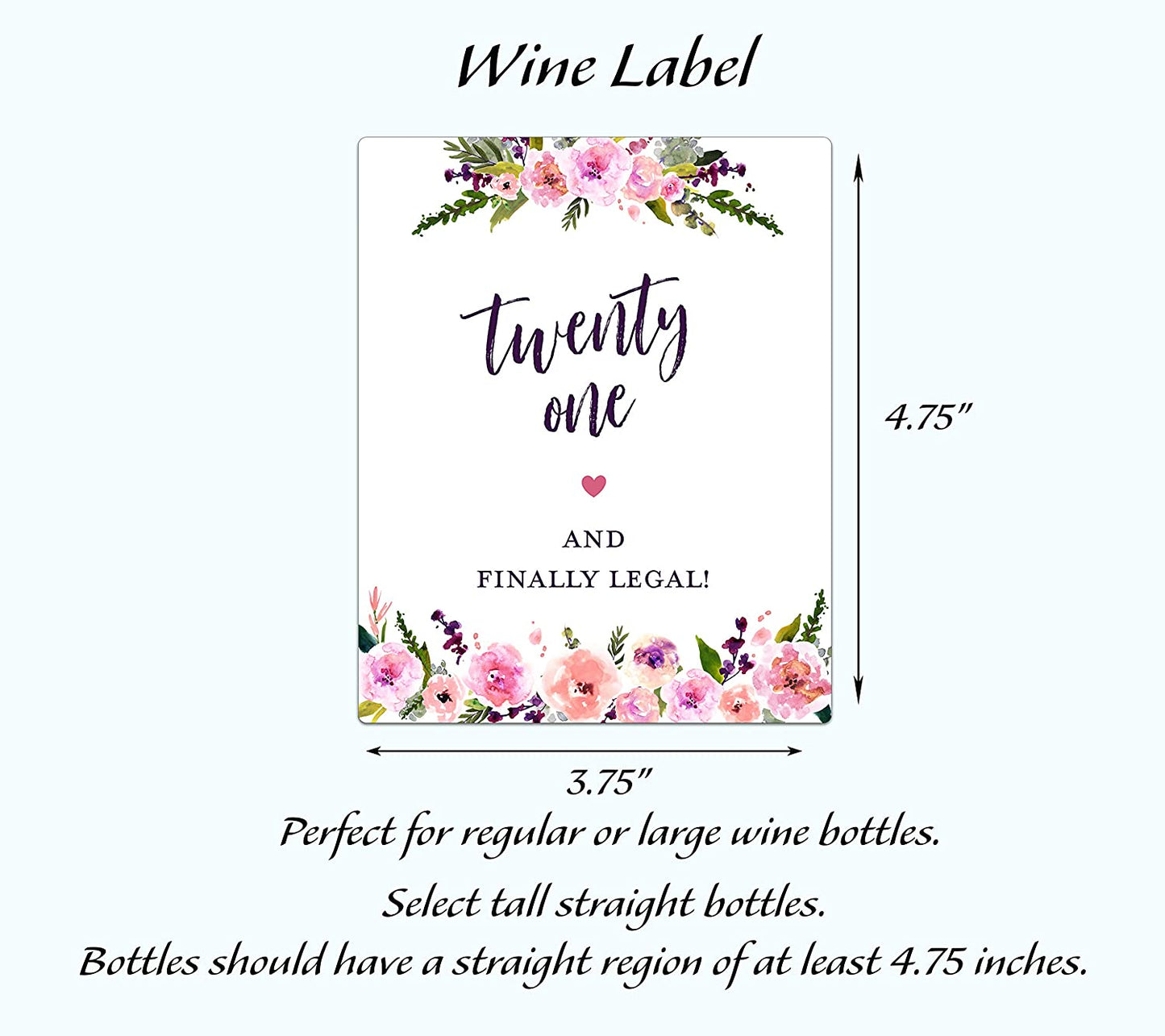 21st Birthday Gift• For Friend Stickers, Finally Legal, Fabulous, Wine Bottle Labels • SET of 4 Wine Labels