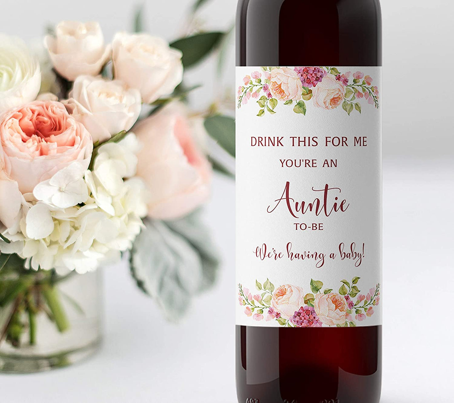 Drink This For Me - You're An Auntie-To-Be Wine Labels • Pregnancy Announcement • SET of 5