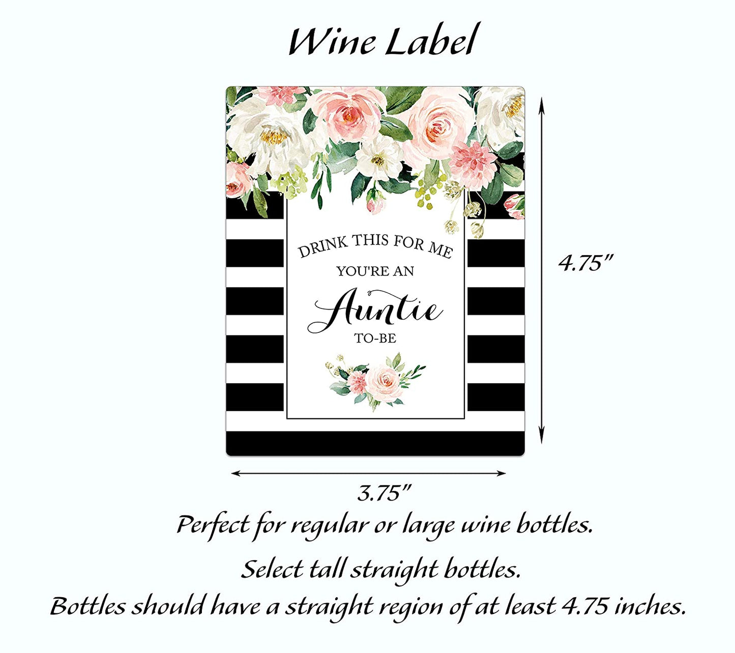 Drink This For Me - You're An Auntie-To-Be Wine Labels • Pregnancy Announcement • SET of 5