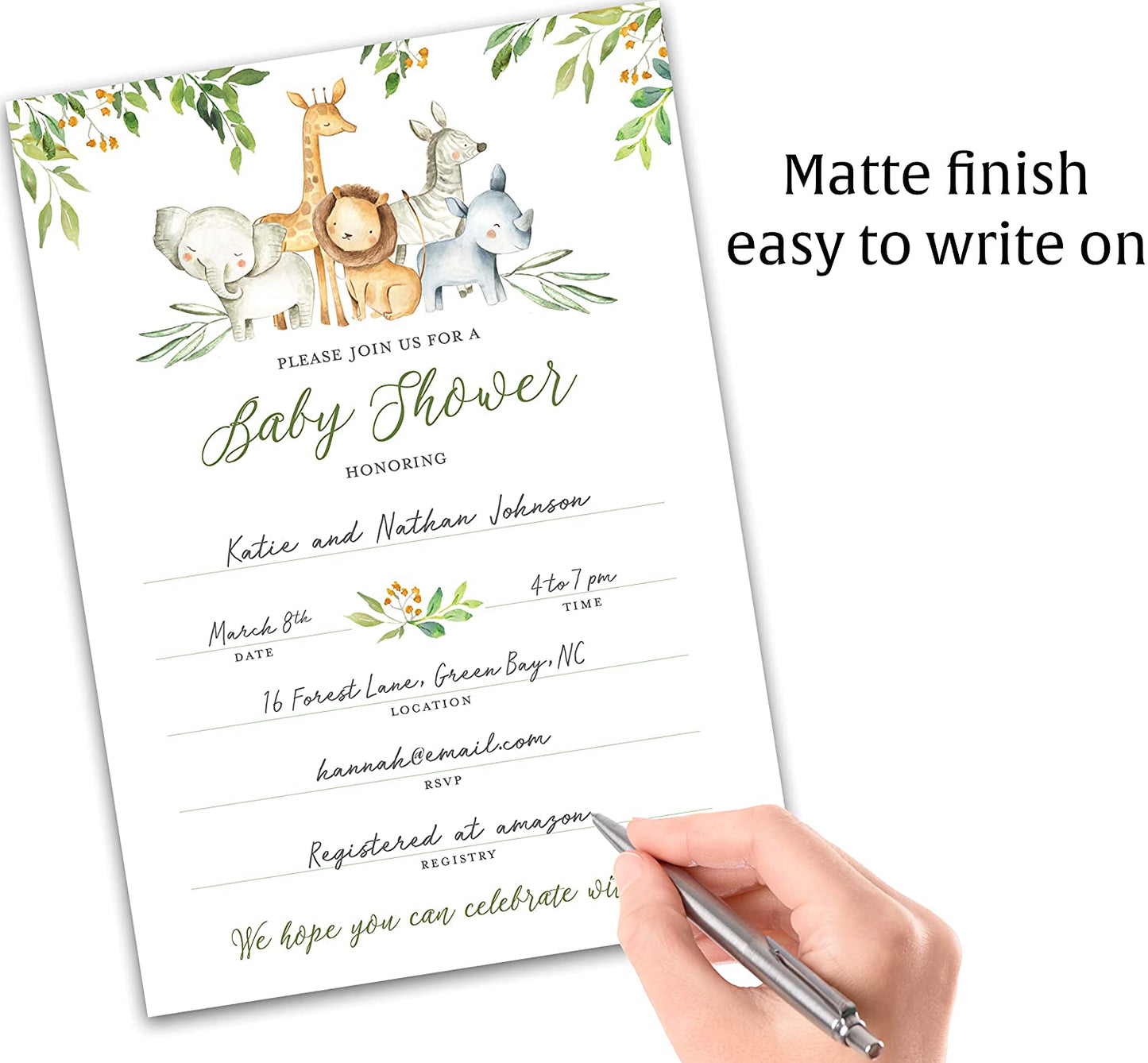 Safari Animals Baby Shower Invitations • SET of 25