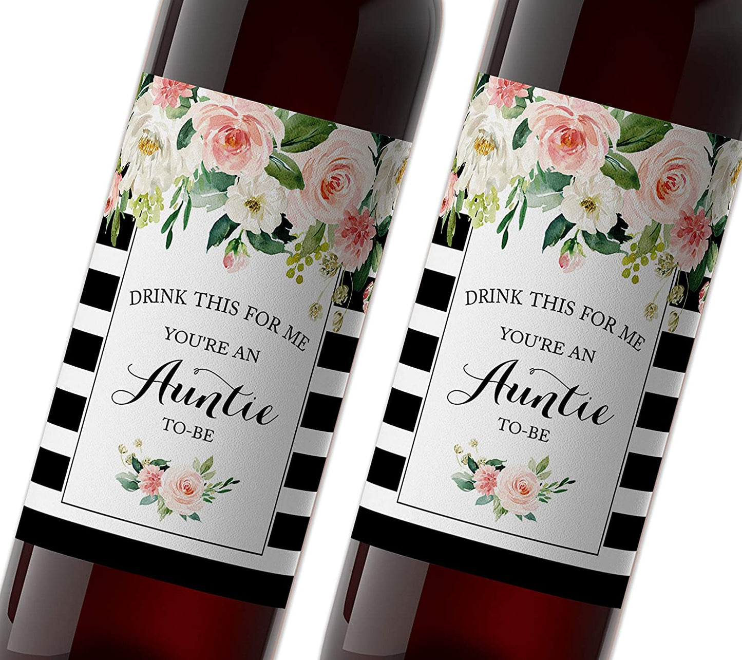 Drink This For Me - You're An Auntie-To-Be Wine Labels • Pregnancy Announcement • SET of 5