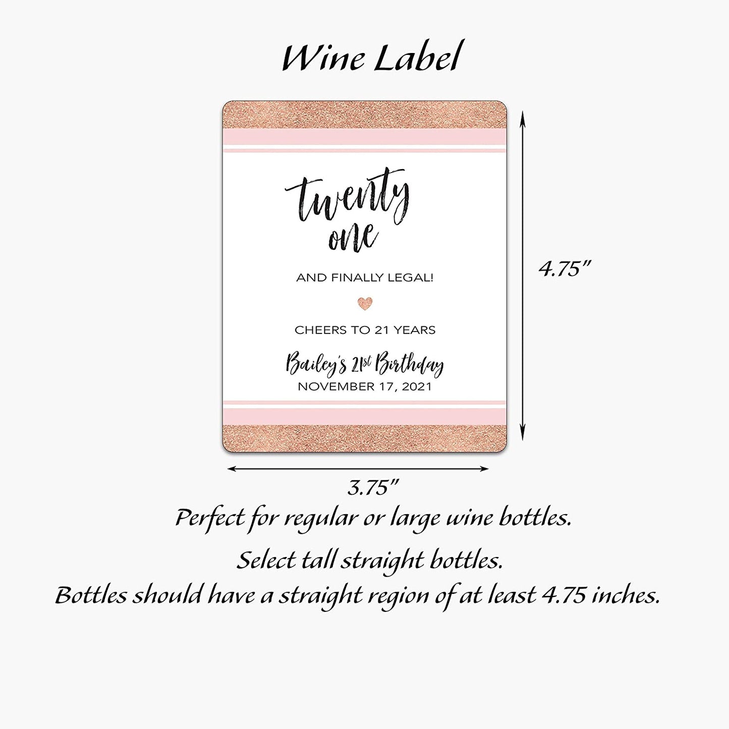 21st Birthday Wine Label • Twenty One and Finally Legal - PERSONALIZED Birthday Labels