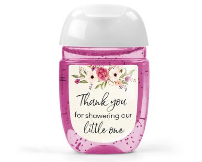 30 Pack PocketBac 1 oz Mini Hand Sanitizer Labels for It’s a Floral Garden Girl & Couples Shower
