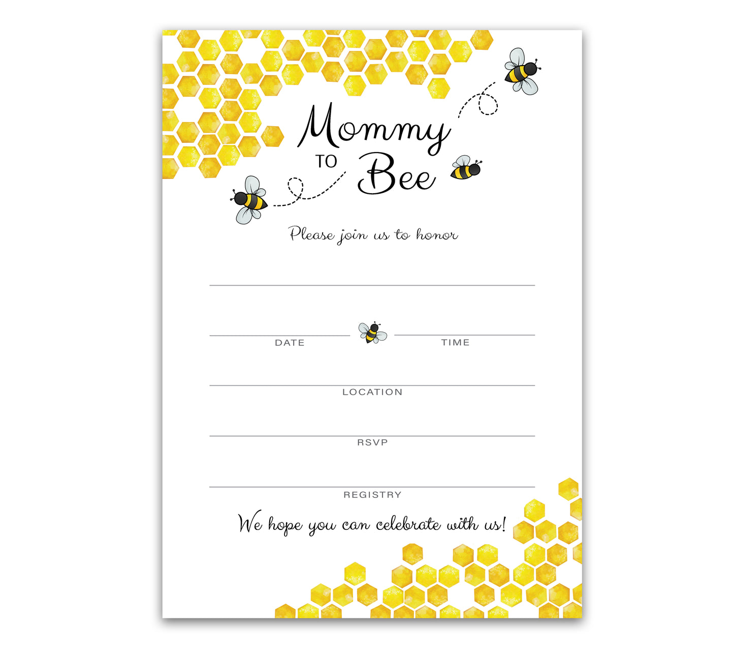 Bumble Bee Baby Shower INVITATIONS — Pack of 25