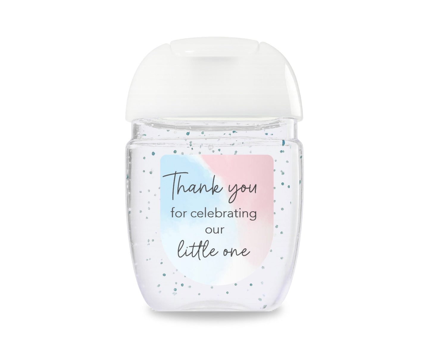 30 Pack PocketBac 1 oz Mini Hand Sanitizer Labels for Pink & Blue Gender Baby Little One Reveal Favor