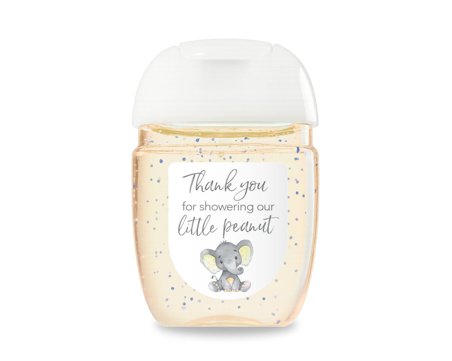 30 Pack PocketBac 1 oz Mini Hand Sanitizer Labels for Gender Neutral Yellow Elephant Baby Shower