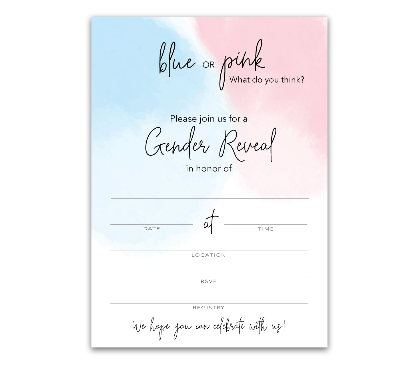 Team Blue or Pink What do you Think Gender Reveal Invitations — Pack of 25