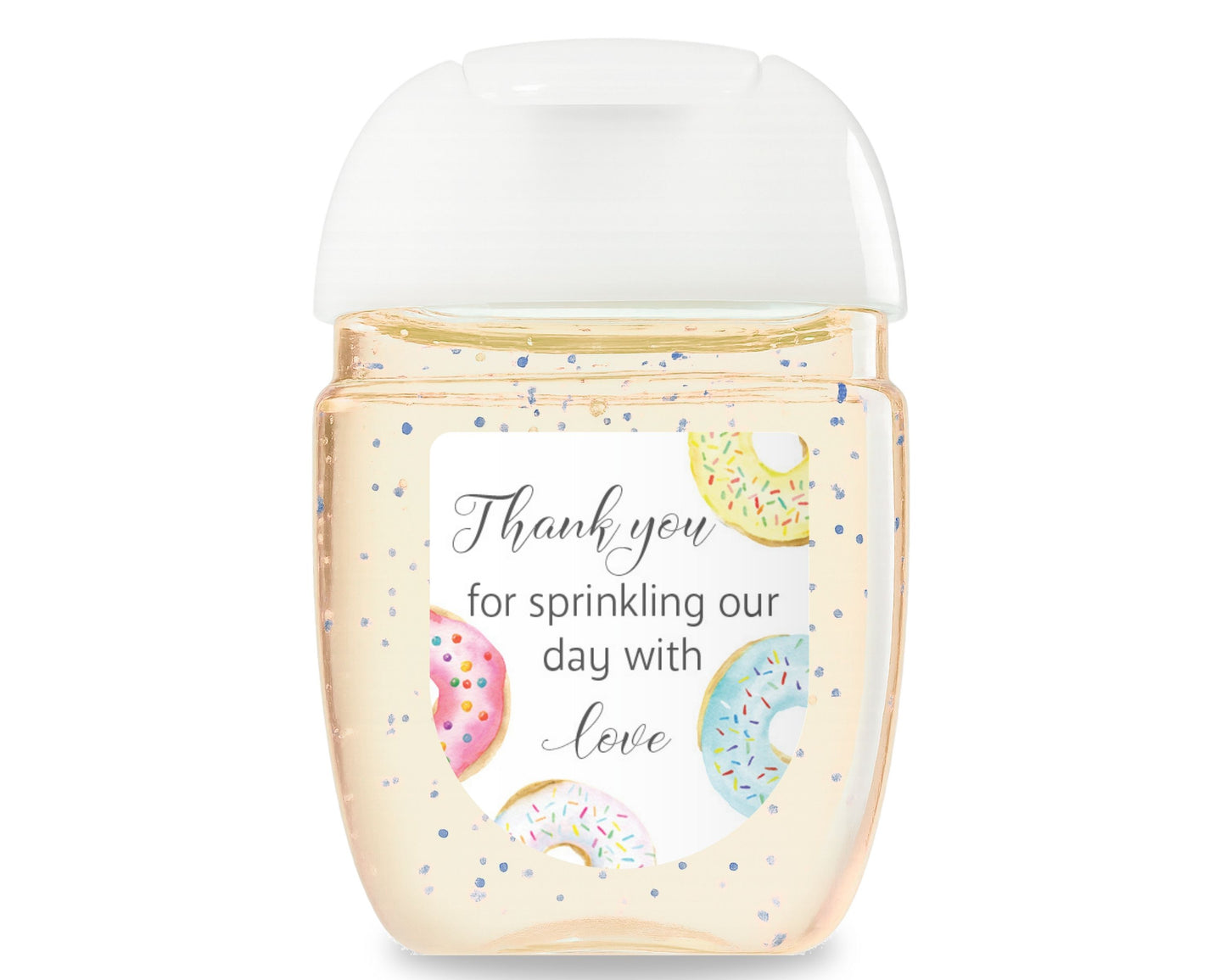 30 Pack PocketBac 1 oz Mini Hand Sanitizer Labels for Gender Neutral Love Donut Theme Baby Shower