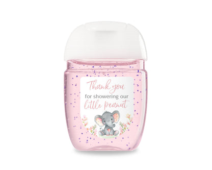 30 Pack PocketBac 1 oz Mini Hand Sanitizer Labels for  It’s a Girl Pink Floral Elephant Baby Shower