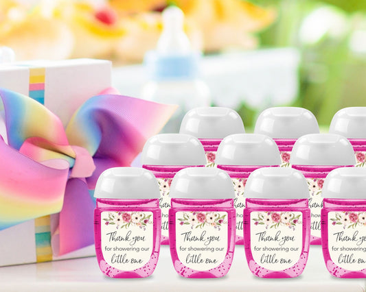 30 Pack PocketBac 1 oz Mini Hand Sanitizer Labels for It’s a Floral Garden Girl & Couples Shower