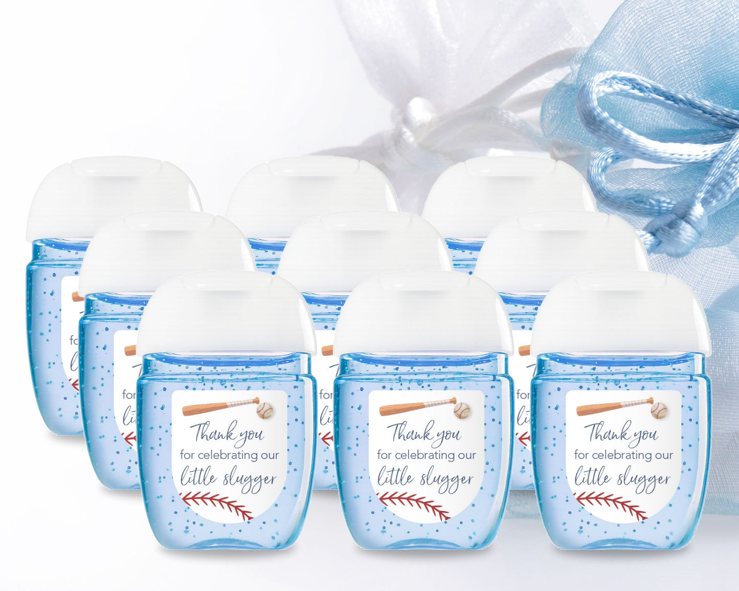 30 Pack PocketBac 1 oz Mini Hand Sanitizer Labels for Baseball Baby Shower