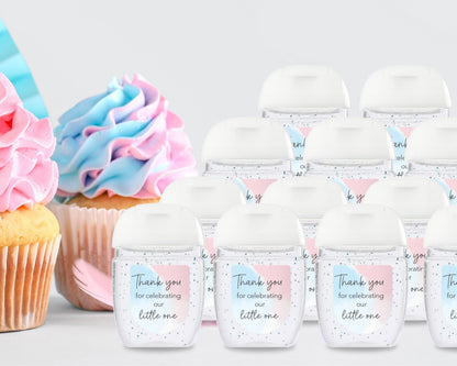 30 Pack PocketBac 1 oz Mini Hand Sanitizer Labels for Pink & Blue Gender Baby Little One Reveal Favor