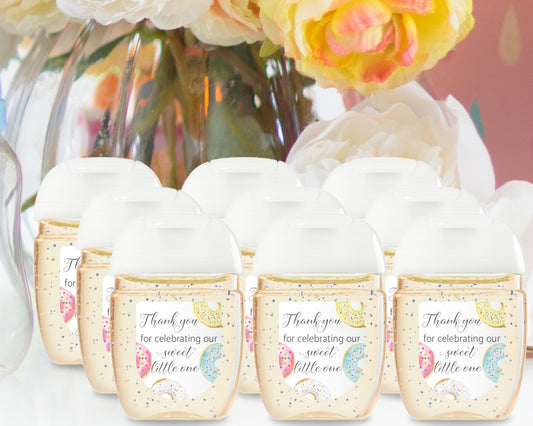 30 Pack PocketBac 1 oz Mini Hand Sanitizer Labels for Gender Neutral Donut Theme Baby Shower