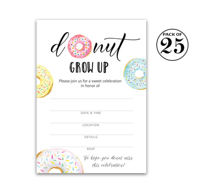 Donut Kids Birthday Party Invitations — Pack of 25