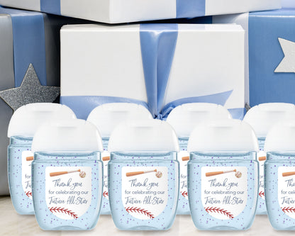 30 Pack PocketBac 1 oz Mini Hand Sanitizer Labels for Baseball All-Star Baby Shower