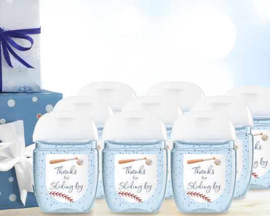 30 Pack PocketBac 1 oz Mini Hand Sanitizer Labels for Baseball Gender Neutral Baby Shower