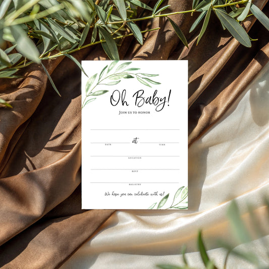 GREENERY Oh Baby! Baby Shower Invitations — Pack of 25