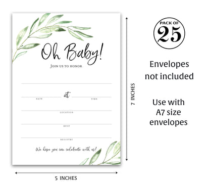 GREENERY Oh Baby! Baby Shower Invitations — Pack of 25