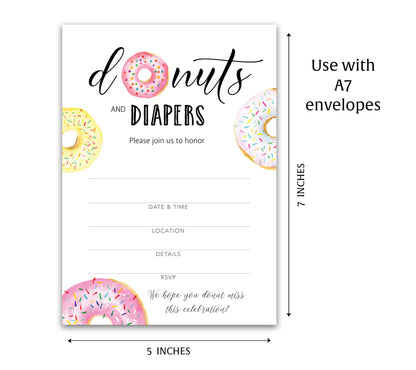 Donut and Diapers Sprinkle Girl Baby shower Invitation — Pack of 25