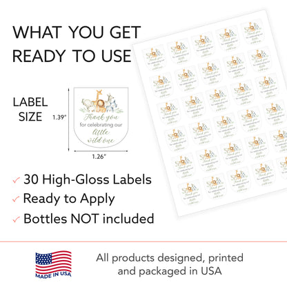 30 Pack PocketBac 1 oz Mini Hand Sanitizer Labels for Gender Neutral Baby Shower