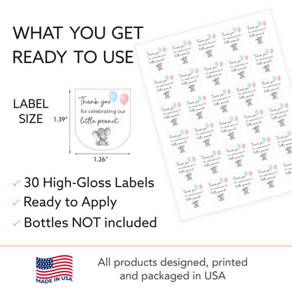 30 Pack PocketBac 1 oz Mini Hand Sanitizer Labels for Gender Baby Reveal Favor