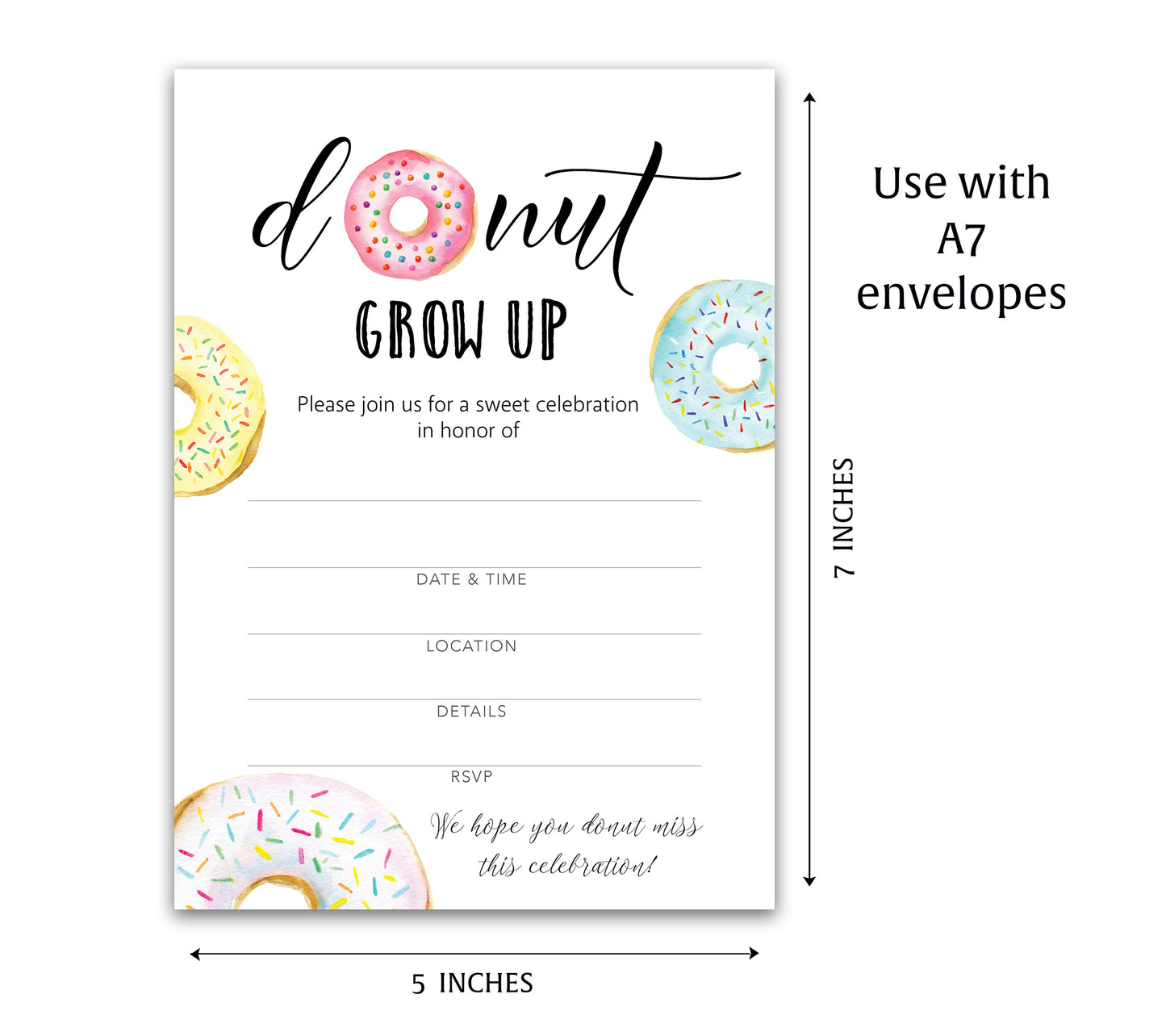 Donut Kids Birthday Party Invitations — Pack of 25