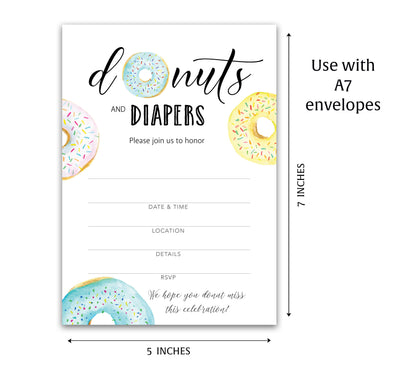 Donut and Diapers Sprinkle Boy Baby shower Invitation — Pack of 25