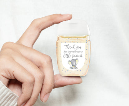 30 Pack PocketBac 1 oz Mini Hand Sanitizer Labels for Gender Neutral Yellow Elephant Baby Shower