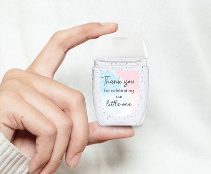 30 Pack PocketBac 1 oz Mini Hand Sanitizer Labels for Pink & Blue Gender Baby Little One Reveal Favor
