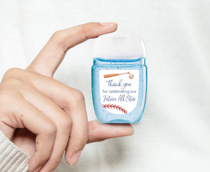 30 Pack PocketBac 1 oz Mini Hand Sanitizer Labels for Baseball All-Star Baby Shower