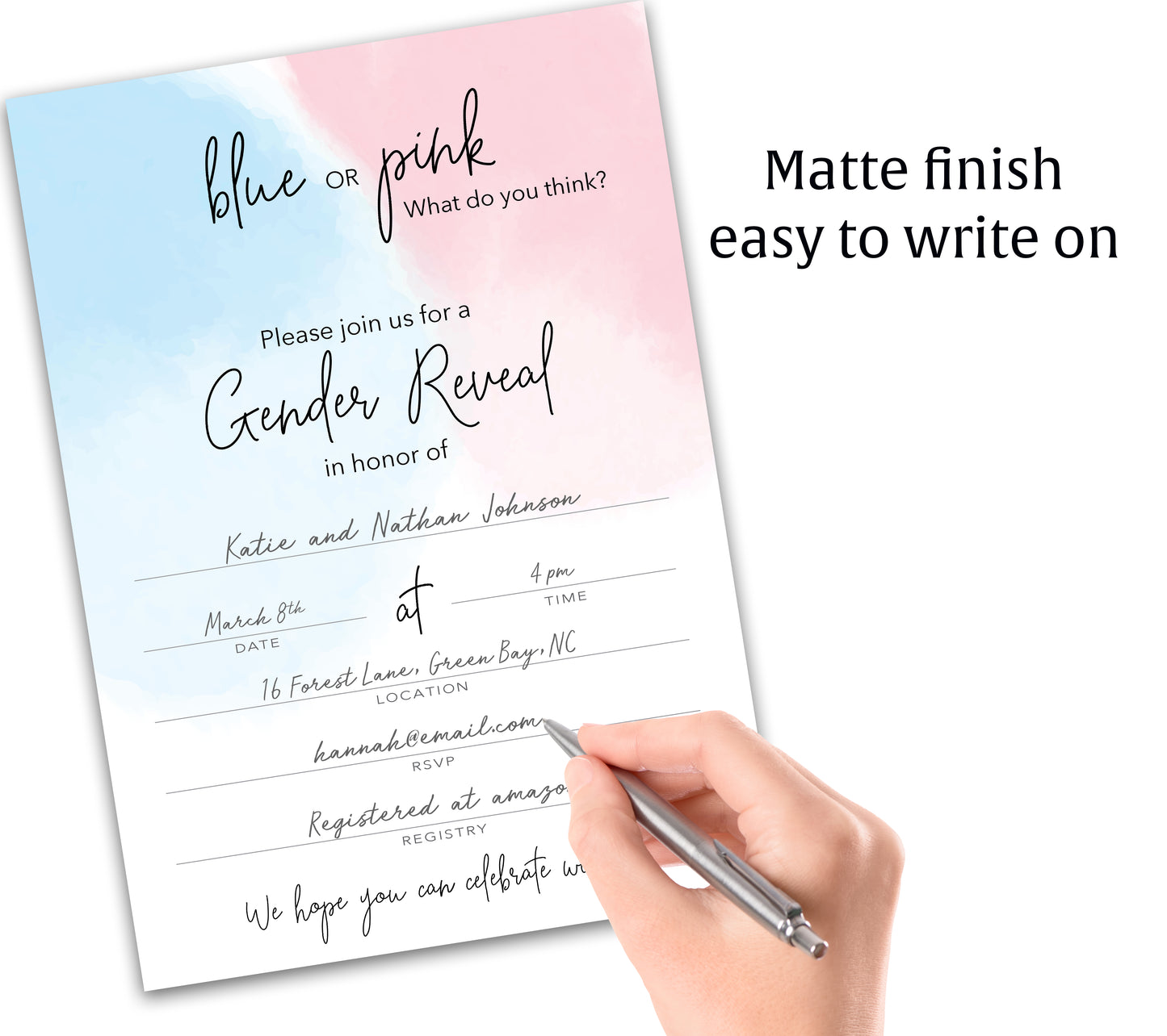Team Blue or Pink What do you Think Gender Reveal Invitations — Pack of 25