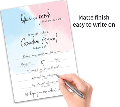 Team Blue or Pink What do you Think Gender Reveal Invitations — Pack of 25
