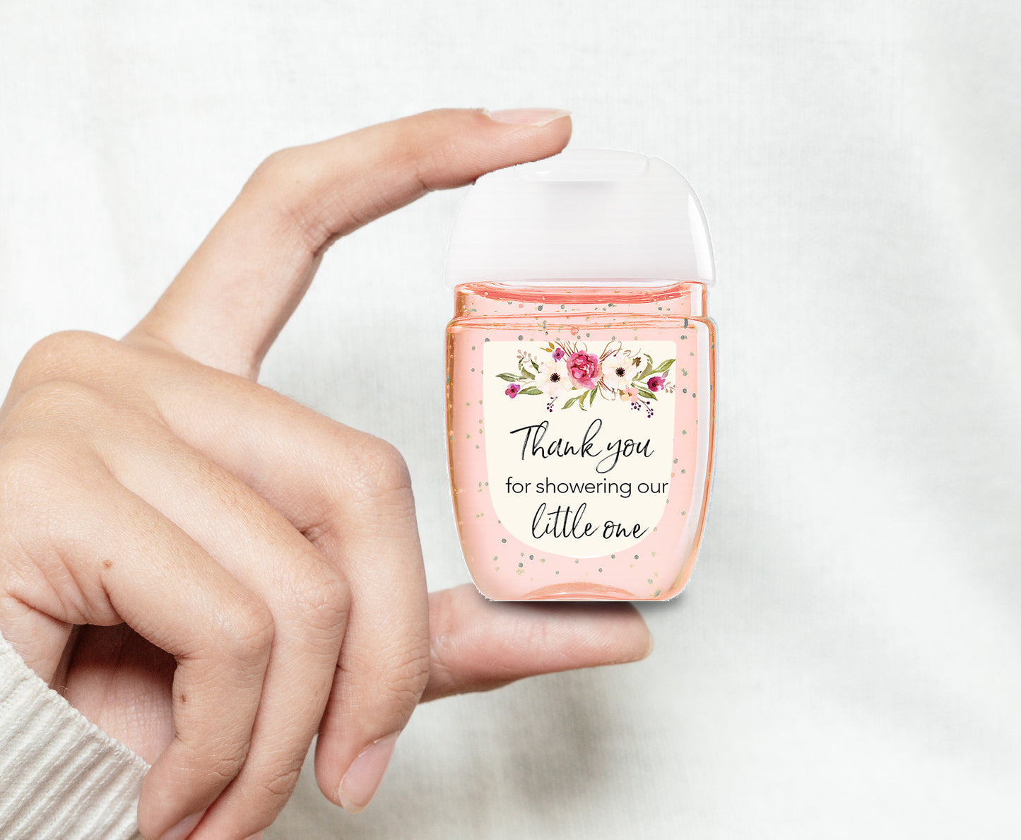 30 Pack PocketBac 1 oz Mini Hand Sanitizer Labels for It’s a Floral Garden Girl & Couples Shower