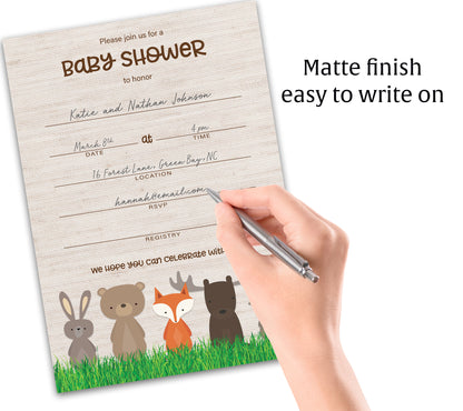 WOODLAND ANIMALS Baby Shower INVITATIONS. Pack of 25
