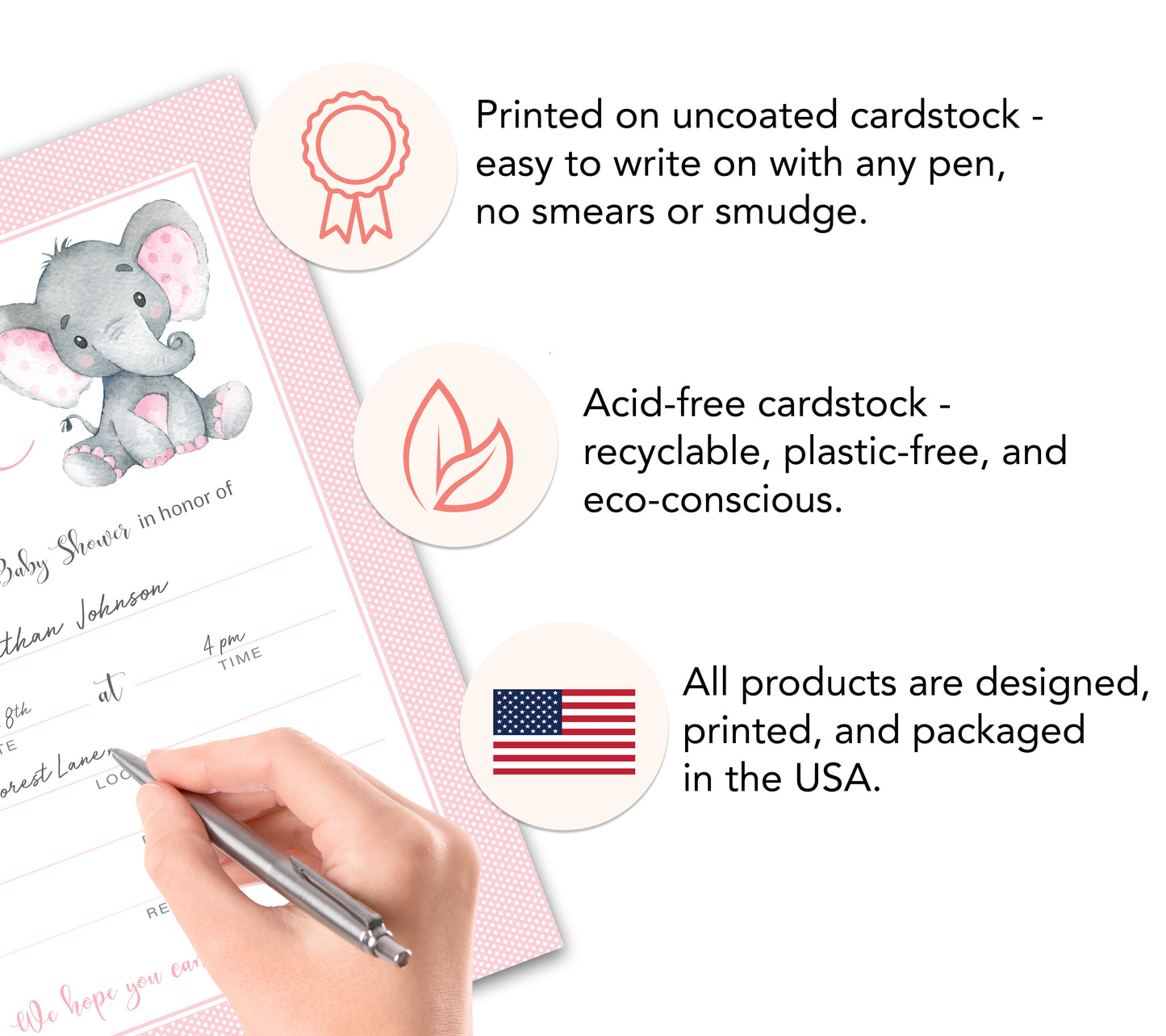 It's a Girl! • Pink Elephant Baby Shower Invitations • SET of 25