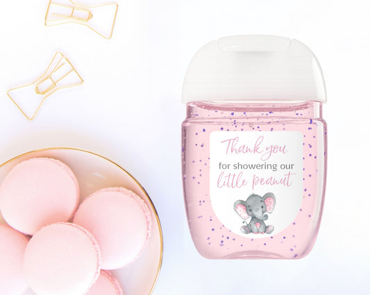 30 Pack PocketBac 1 oz Mini Hand Sanitizer Labels for It’s a Girl Baby Shower