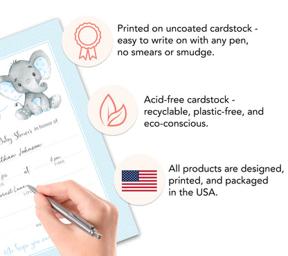 It's a Boy! • Blue Elephant Baby Shower Invitations • SET of 25