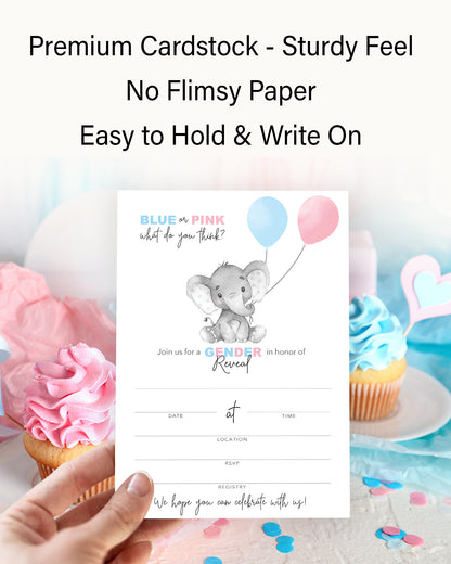 Gender Reveal Baby Shower Party Invitations — Pack of 25